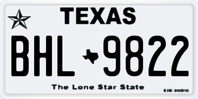 TX license plate BHL9822