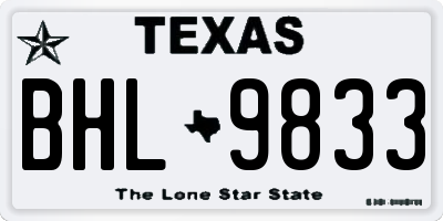TX license plate BHL9833
