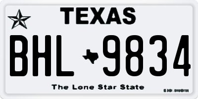 TX license plate BHL9834