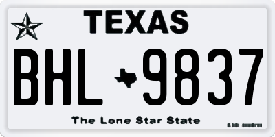 TX license plate BHL9837