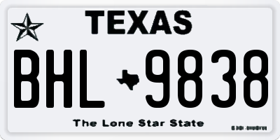 TX license plate BHL9838