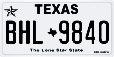 TX license plate BHL9840