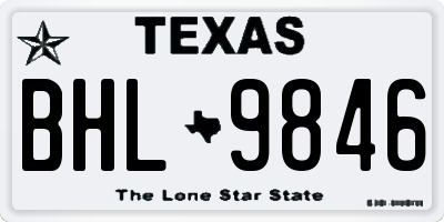 TX license plate BHL9846