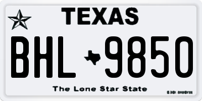 TX license plate BHL9850