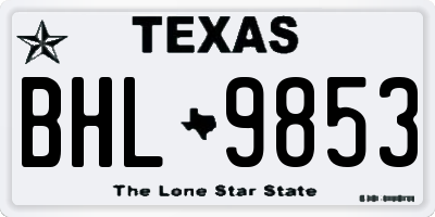 TX license plate BHL9853