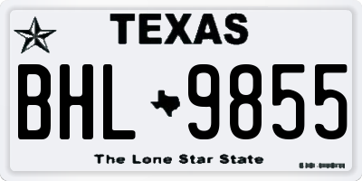 TX license plate BHL9855