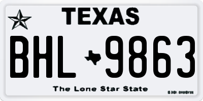 TX license plate BHL9863