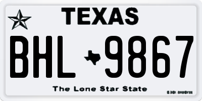 TX license plate BHL9867