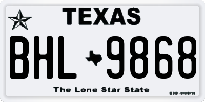 TX license plate BHL9868