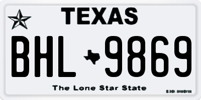 TX license plate BHL9869