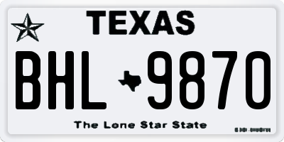 TX license plate BHL9870