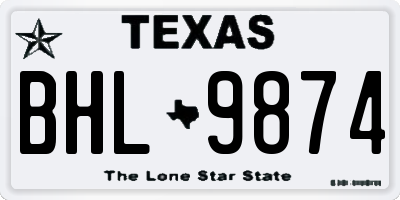 TX license plate BHL9874