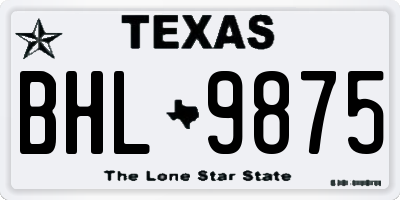 TX license plate BHL9875