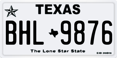 TX license plate BHL9876