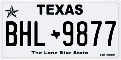 TX license plate BHL9877