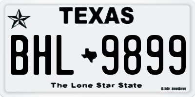 TX license plate BHL9899