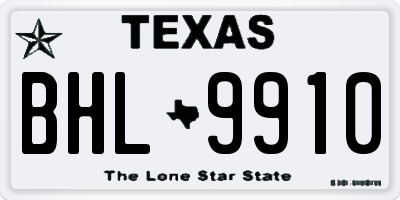 TX license plate BHL9910