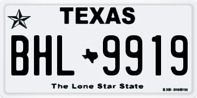 TX license plate BHL9919