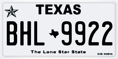TX license plate BHL9922