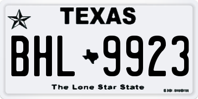 TX license plate BHL9923