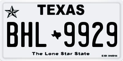 TX license plate BHL9929