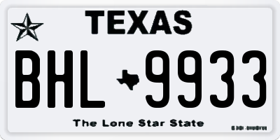 TX license plate BHL9933