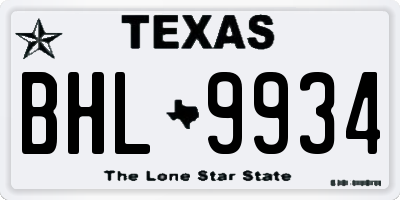 TX license plate BHL9934