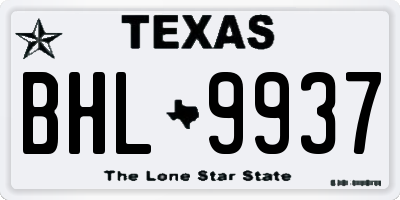 TX license plate BHL9937