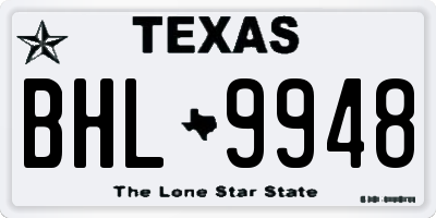 TX license plate BHL9948