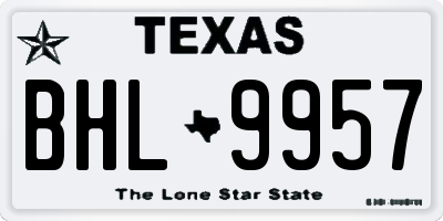TX license plate BHL9957
