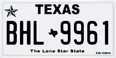 TX license plate BHL9961