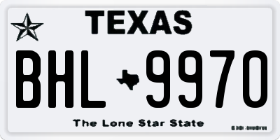 TX license plate BHL9970