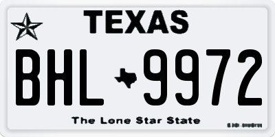 TX license plate BHL9972
