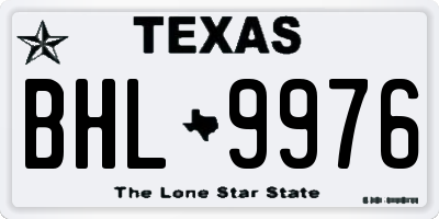 TX license plate BHL9976