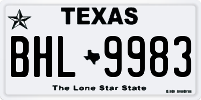 TX license plate BHL9983