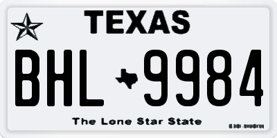 TX license plate BHL9984