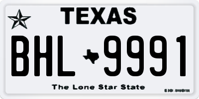 TX license plate BHL9991