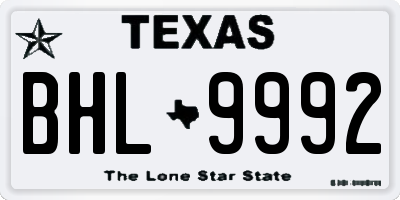 TX license plate BHL9992