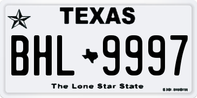 TX license plate BHL9997