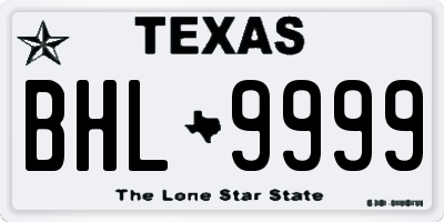 TX license plate BHL9999