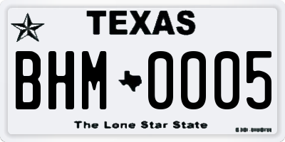 TX license plate BHM0005