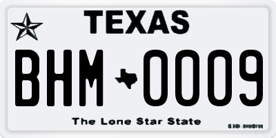 TX license plate BHM0009