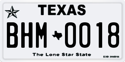 TX license plate BHM0018
