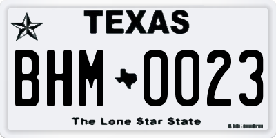 TX license plate BHM0023