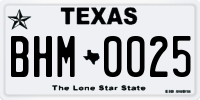 TX license plate BHM0025