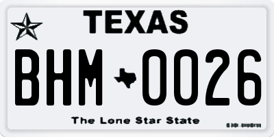 TX license plate BHM0026