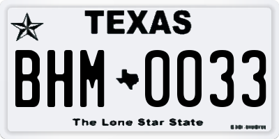 TX license plate BHM0033