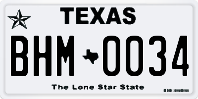 TX license plate BHM0034