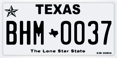 TX license plate BHM0037