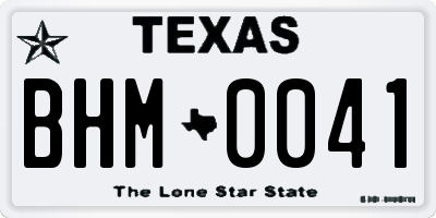 TX license plate BHM0041